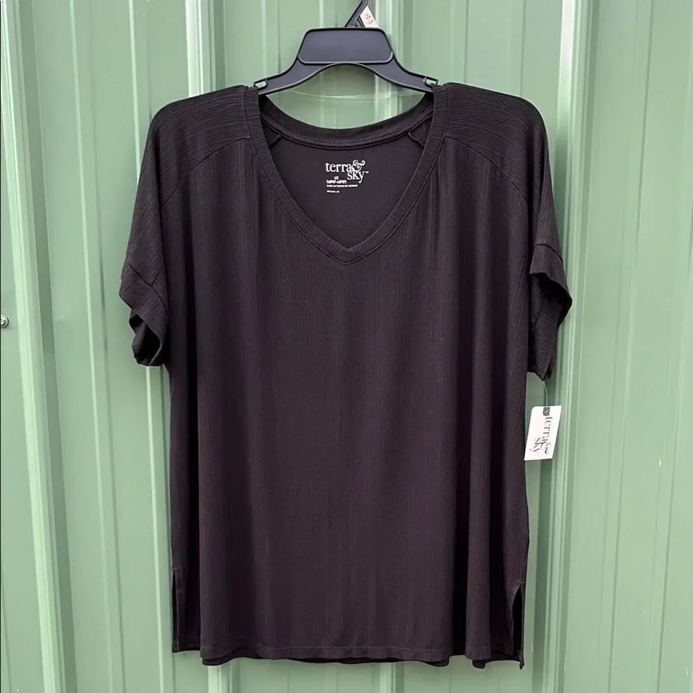 Women’s Black Tunic Short Sleeve T-Shirt Size 1X